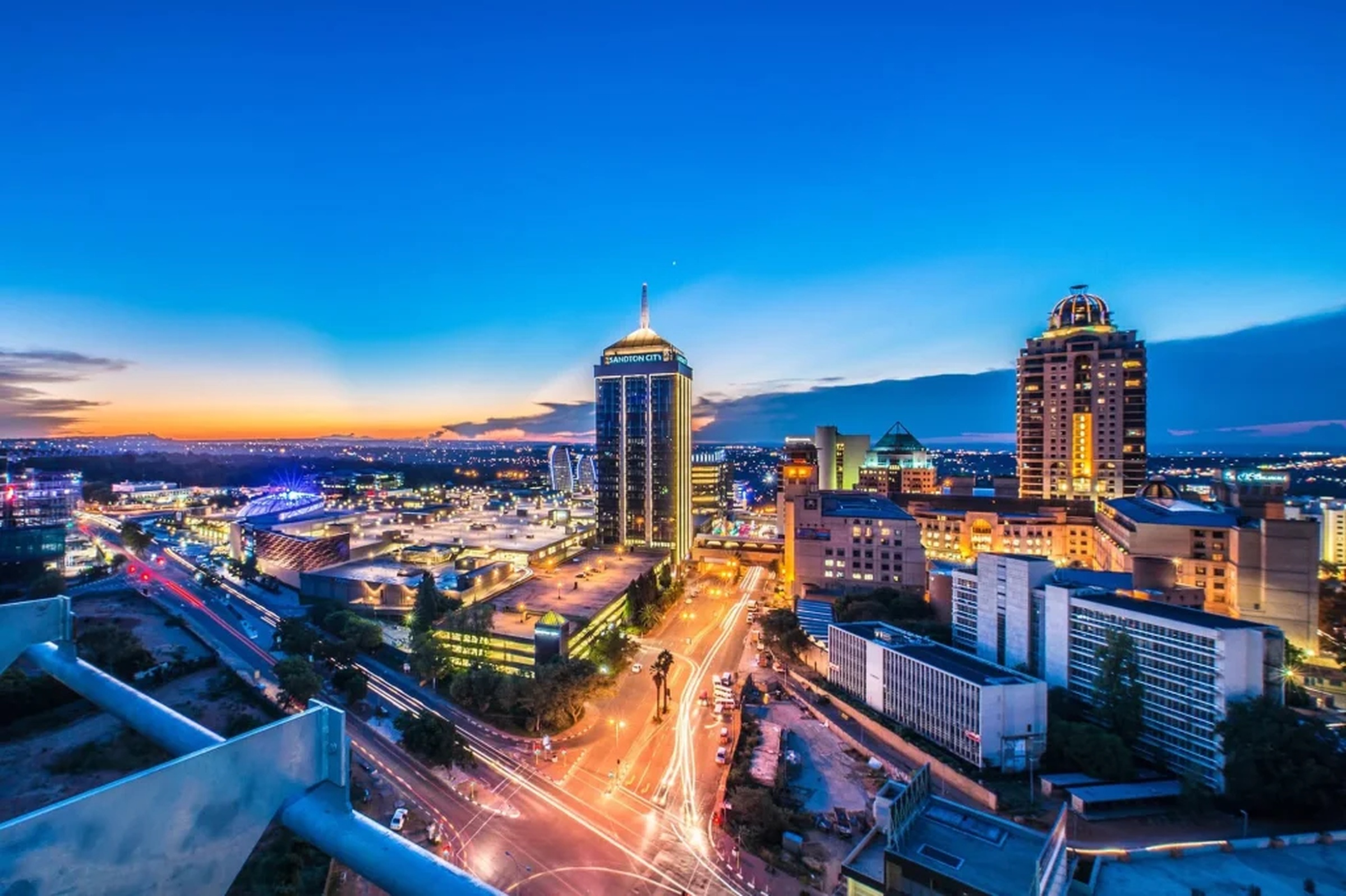 Sandton city at sunset